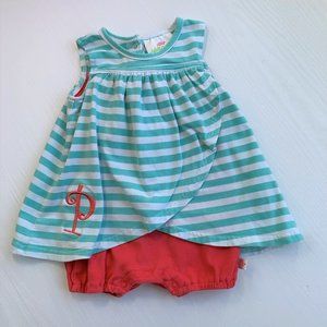 Lolly Wolly Doodle Outfit Monogramed with P Size 9-12 Months